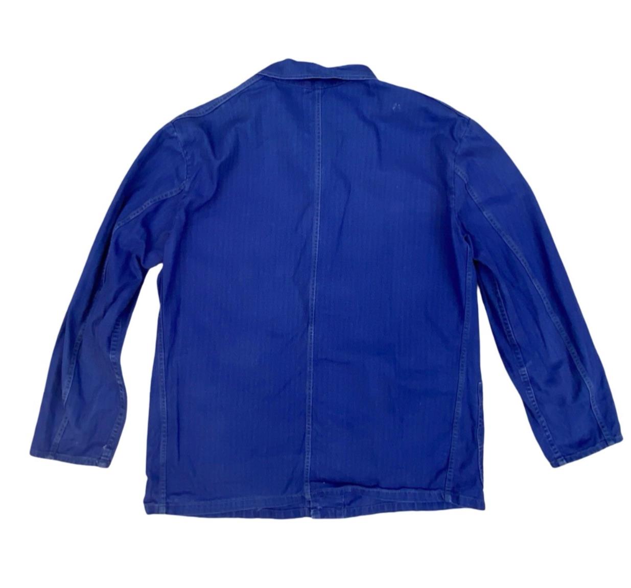 VTG FADED HERRINGBONE EU WORKWEAR CHORE JACKET INDIGO TWILL COTTON FRENCH M