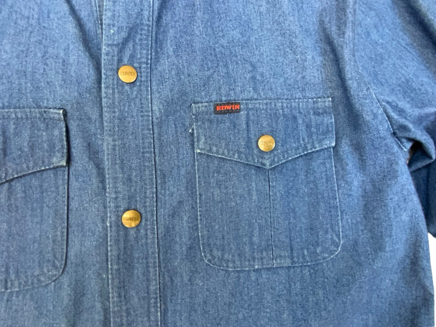 VTG 90s EDWIN JAPAN HEAVY DENIM CHORE JACKET BLAZER STYLE WORKWEAR NICE FADES L