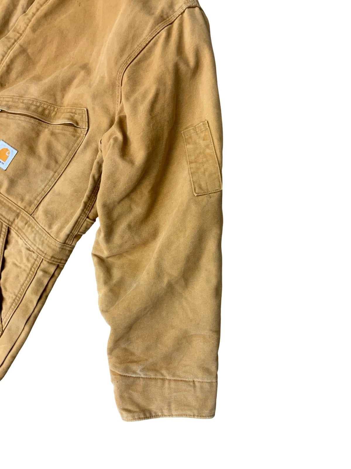 CARHARTT TAN DUCK CANVAS QUILT LINED BOILER SUIT OVERALLS USA WORKWEAR 48W 27L