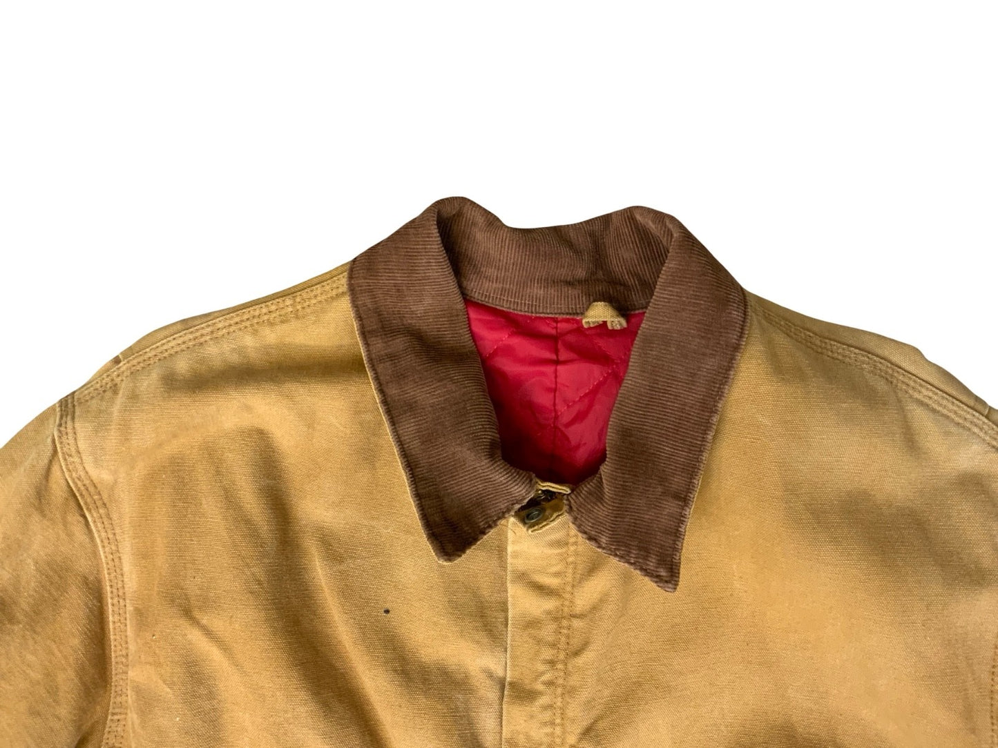 CARHARTT TAN DUCK CANVAS QUILT LINED BOILER SUIT OVERALLS USA WORKWEAR 48W 27L