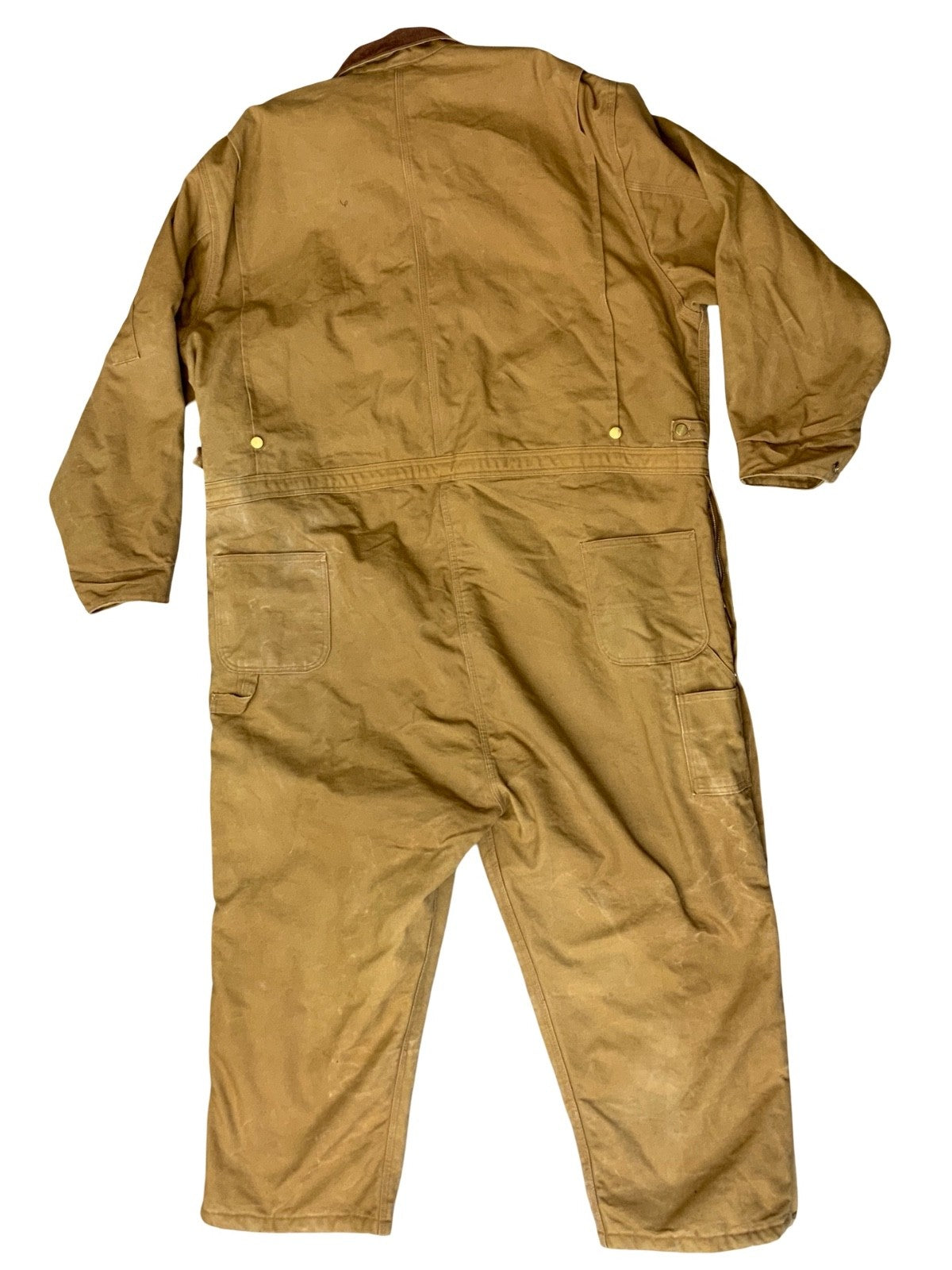 CARHARTT TAN DUCK CANVAS QUILT LINED BOILER SUIT OVERALLS USA WORKWEAR 60W 26L