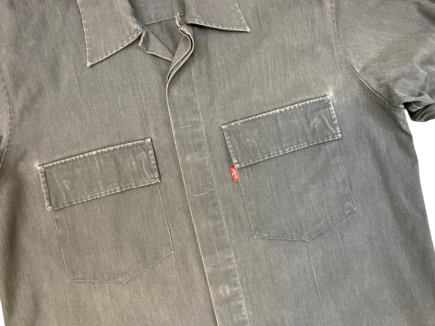 VTG LEVIS RED TAB STA-PREST CHARCOAL LONG SLEEVE COTTON BLEND WORKWEAR SHIRT MED