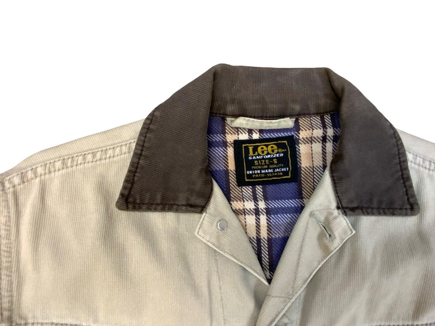 VTG 90s LEE SANFORIZED FLANNEL LINED L506 BEIGE HEAVY CORD DENIM JACKET S