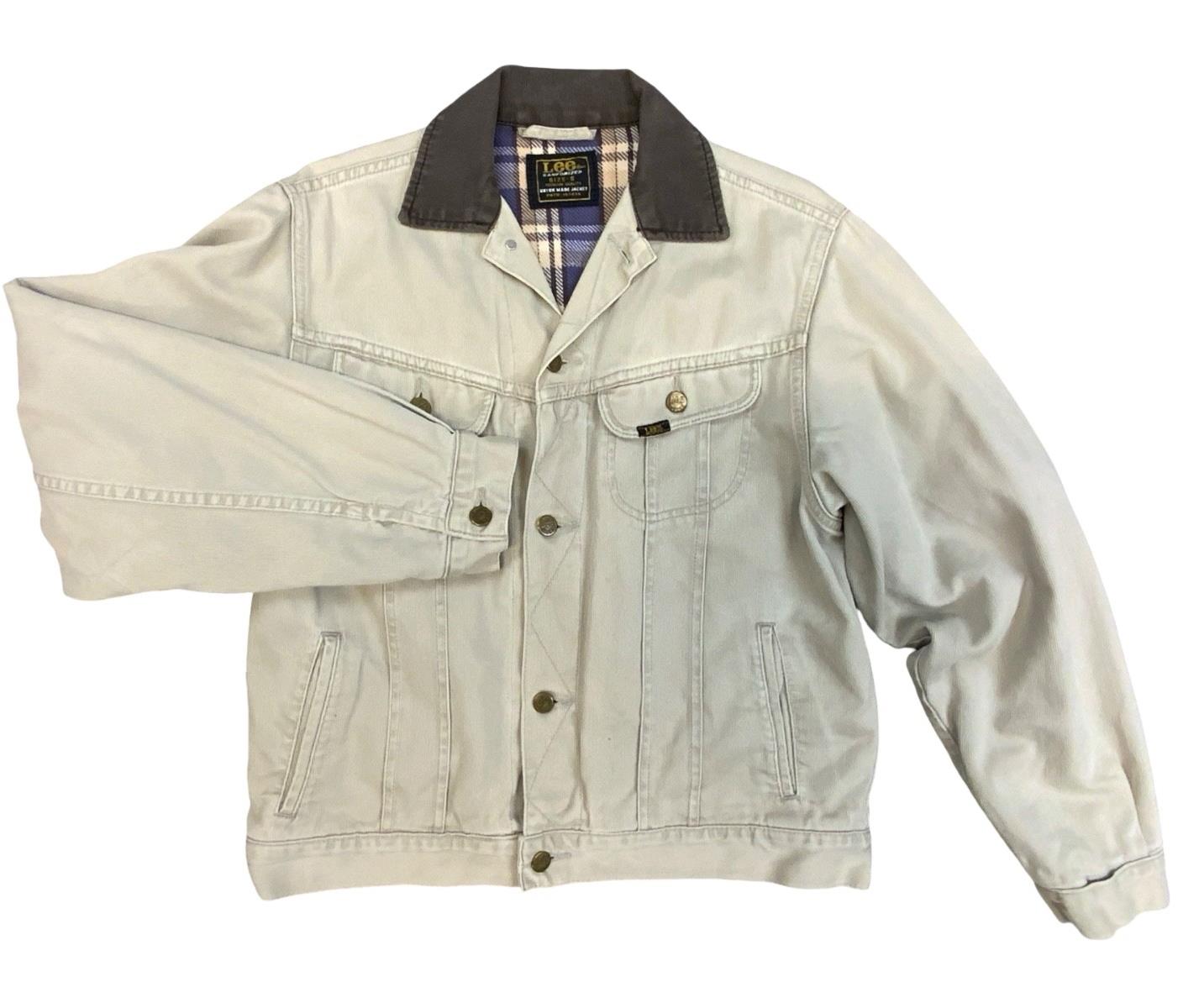 VTG 90s LEE SANFORIZED FLANNEL LINED L506 BEIGE HEAVY CORD DENIM JACKET S