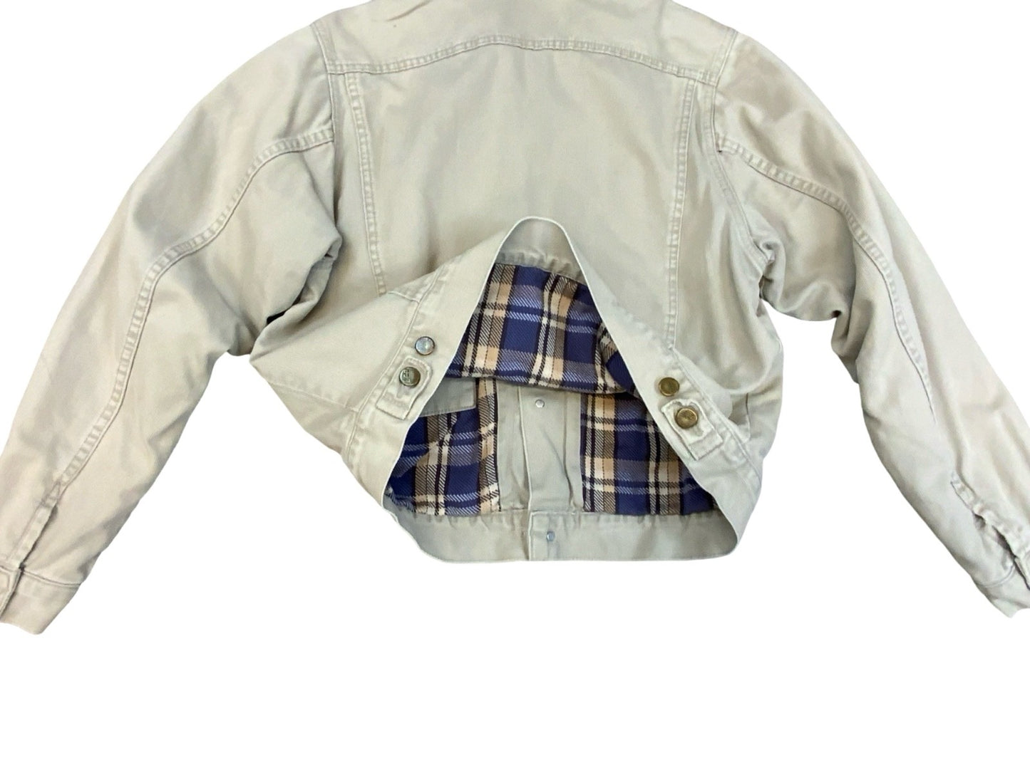 VTG 90s LEE SANFORIZED FLANNEL LINED L506 BEIGE HEAVY CORD DENIM JACKET S
