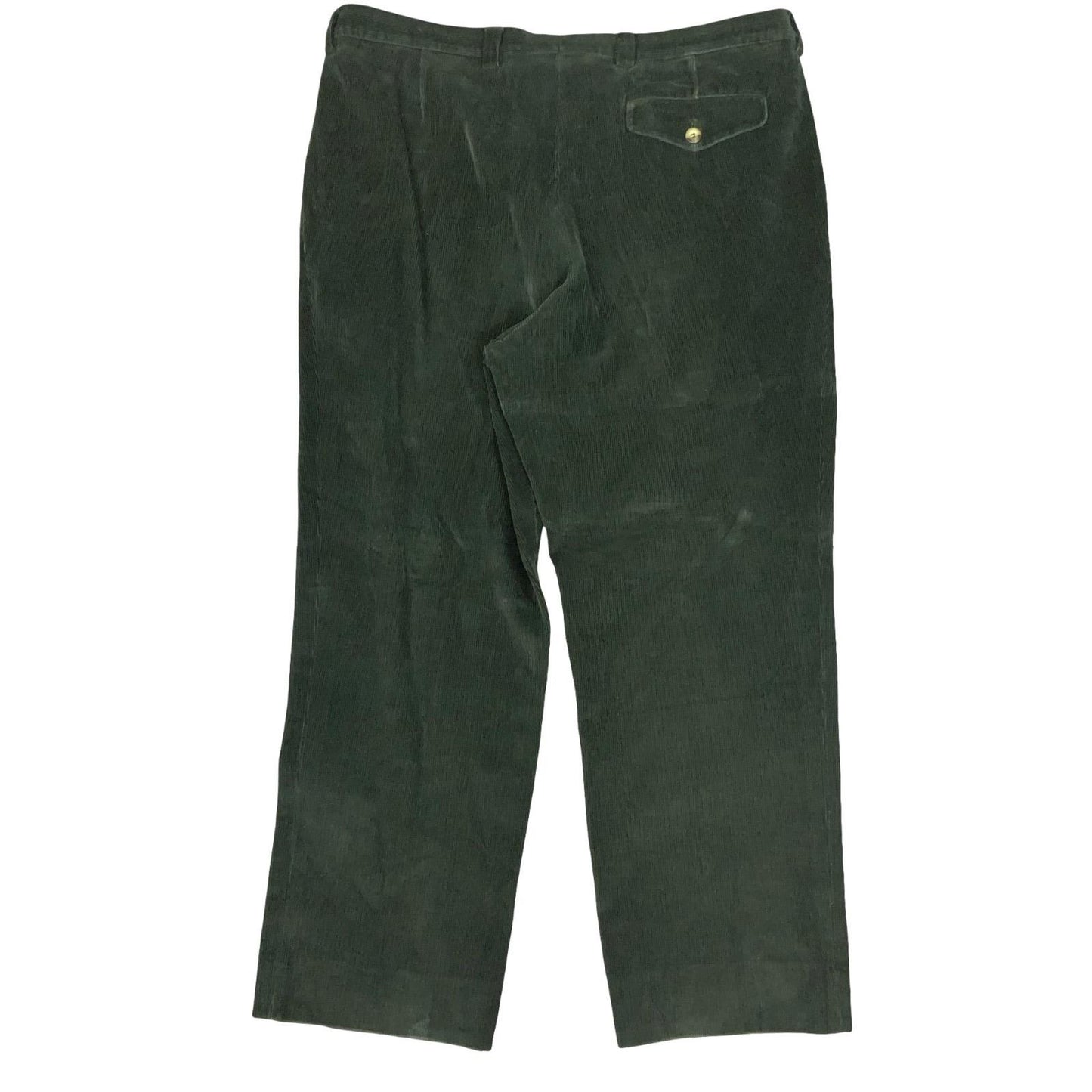 VTG 80s BURBERRYS LEISURE GREEN CORDUROY STRAIGHT-LEG RELAXED TROUSERS 36W 26L