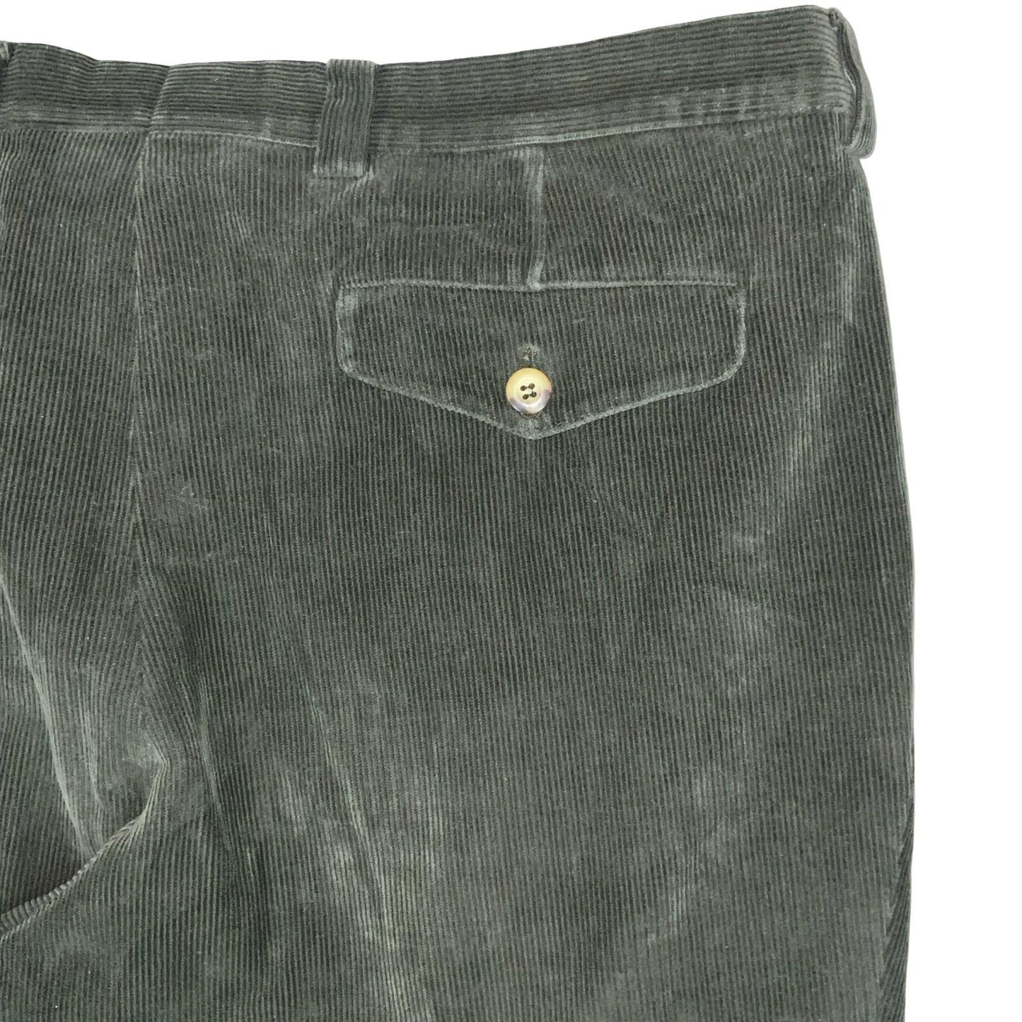VTG 80s BURBERRYS LEISURE GREEN CORDUROY STRAIGHT-LEG RELAXED TROUSERS 36W 26L