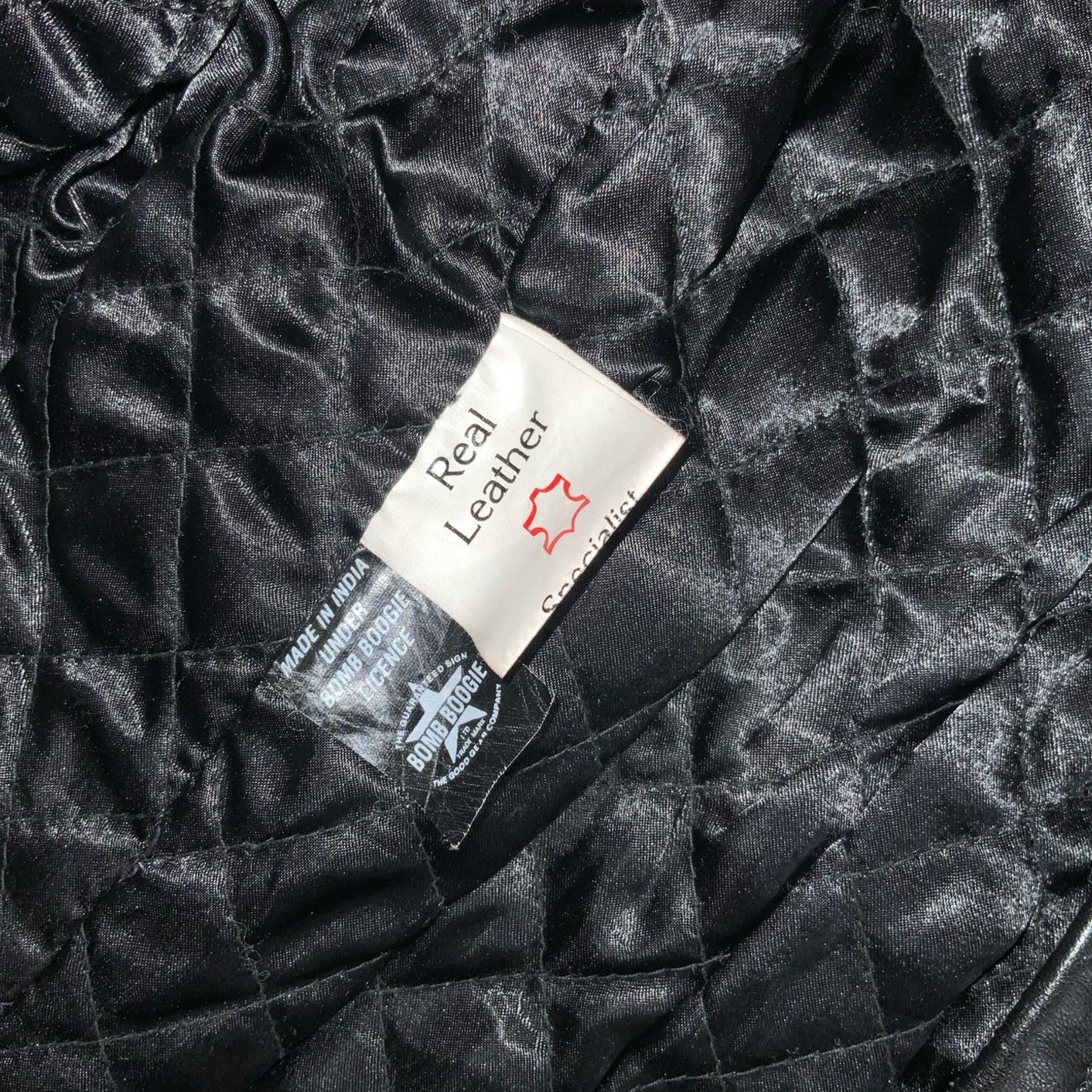 VTG RETRO BOMB BOOGIE SOHO SIDE BLACK QUILT LINED ROCKER LEATHER JACKET UK10/12