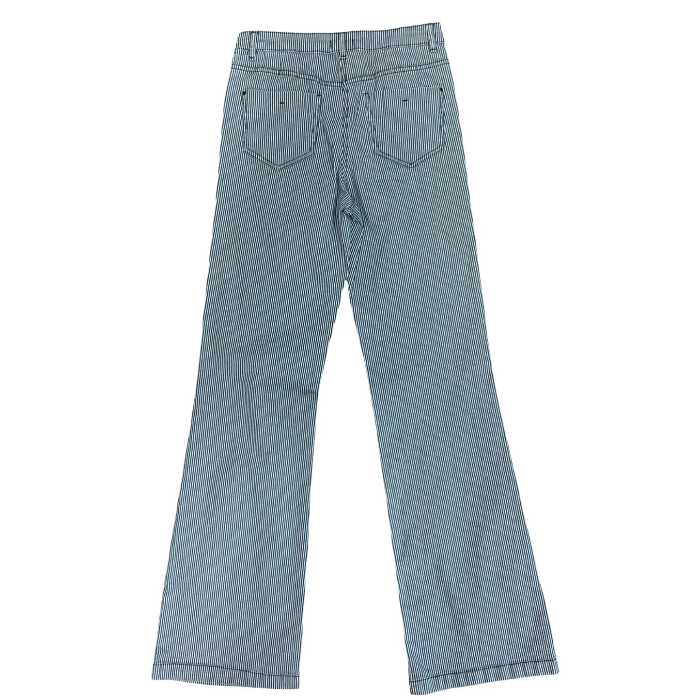 'CAROLL PARIS' STRIPED BLUE WHITE HIGH-WAIST WIDE-LEG DENIM JEANS M 12