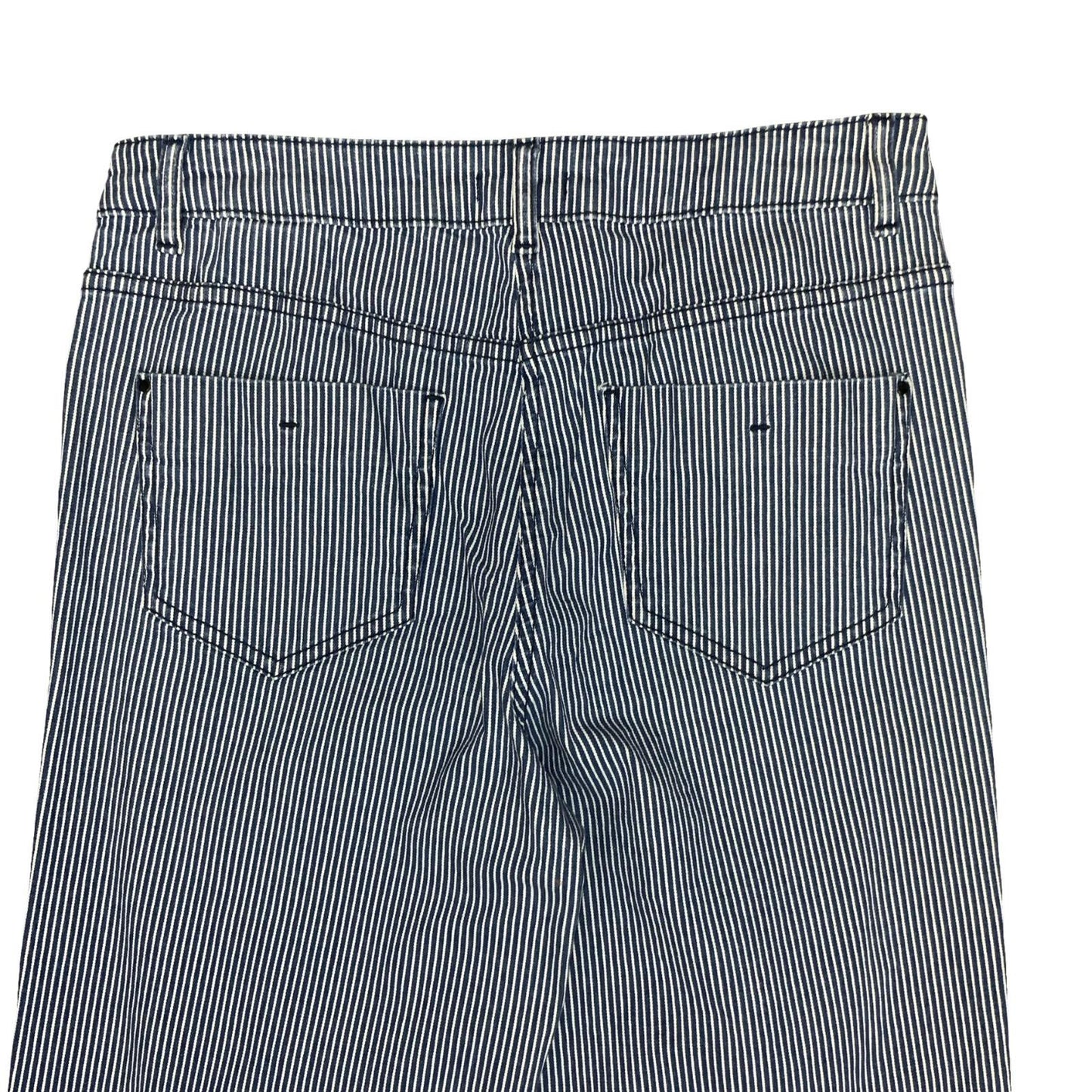 'CAROLL PARIS' STRIPED BLUE WHITE HIGH-WAIST WIDE-LEG DENIM JEANS M 12