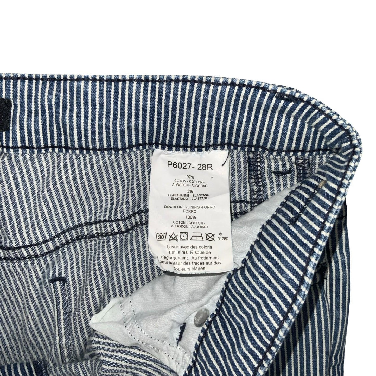 'CAROLL PARIS' STRIPED BLUE WHITE HIGH-WAIST WIDE-LEG DENIM JEANS M 12