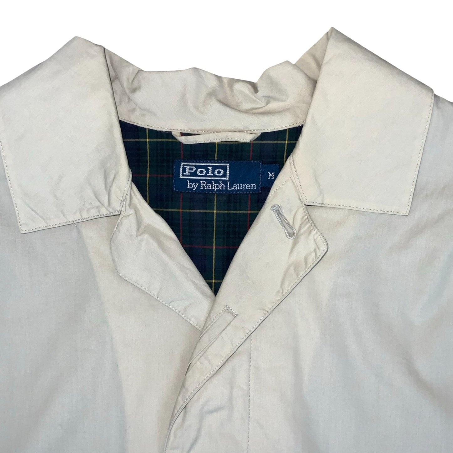 VTG 'POLO' BY 'RALPH LAUREN' OFF-WHITE OVERSIZED 1/2 LINED TRENCH COAT LARGE