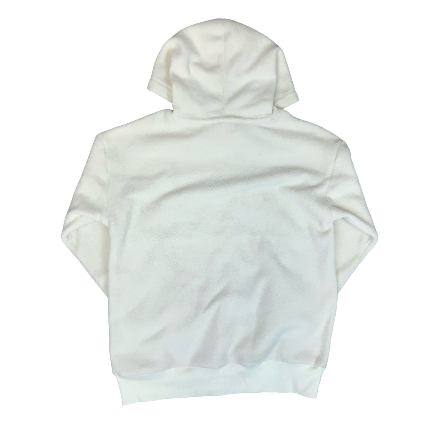 VTG 90s 'CHAMPION' WHITE LOGO SPELL-OUT PULLOVER TEDDY FLEECE HOODIE S/M