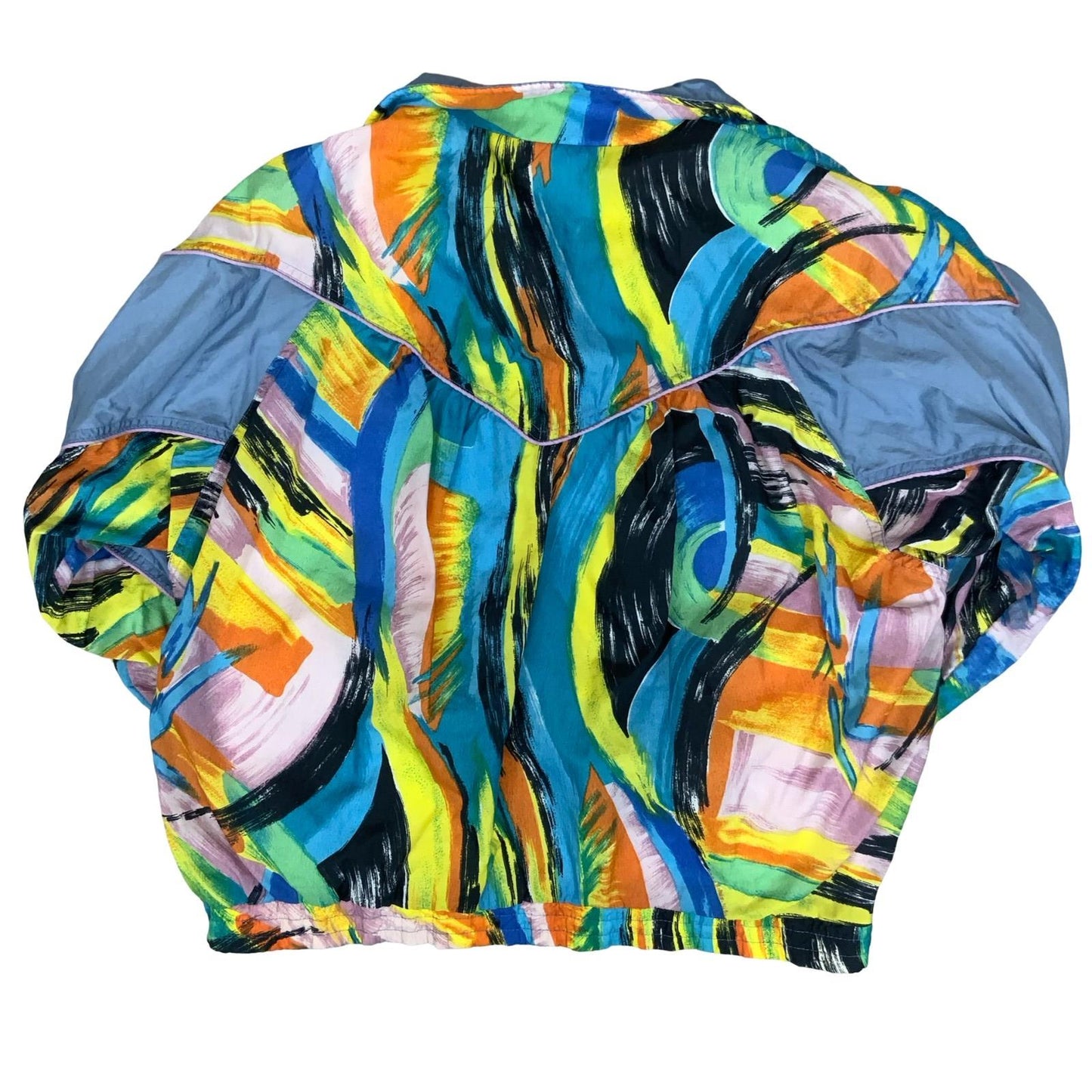 VTG 90s 'ADIDAS' ABSTRACT ART BLUE COLOURFUL FULL ZIP LINED SHELL JACKET M/L