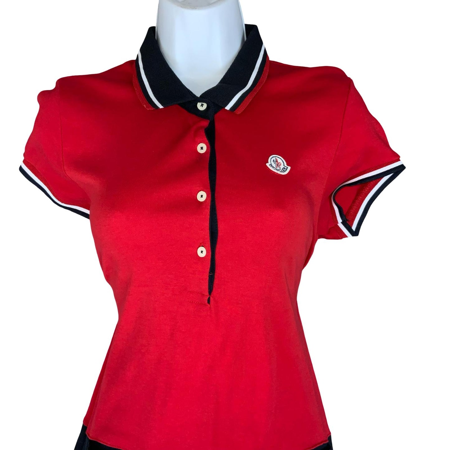VTG 90s 'MONCLER' RED NAVY BLUE POLO COLLAR DESIGNER TENNIS SHIRT DRESS UK10