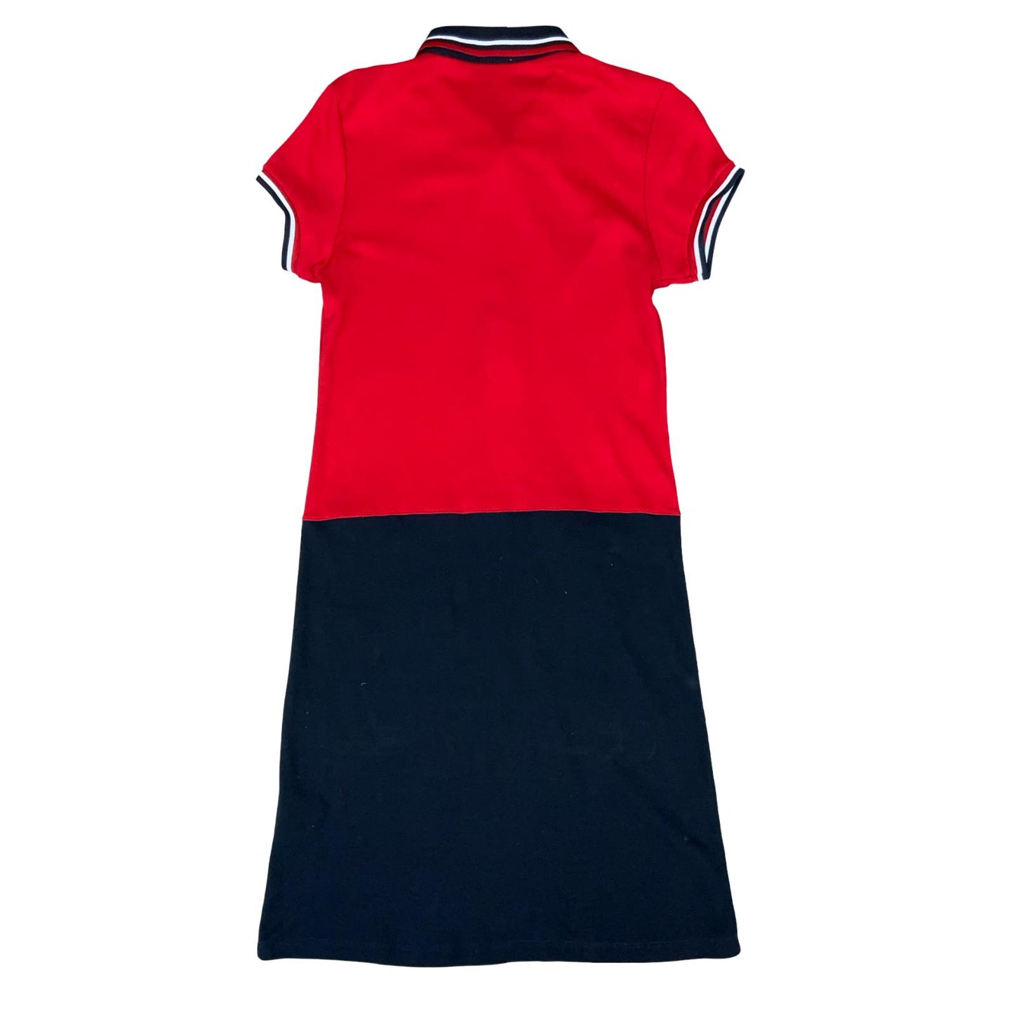 VTG 90s 'MONCLER' RED NAVY BLUE POLO COLLAR DESIGNER TENNIS SHIRT DRESS UK10