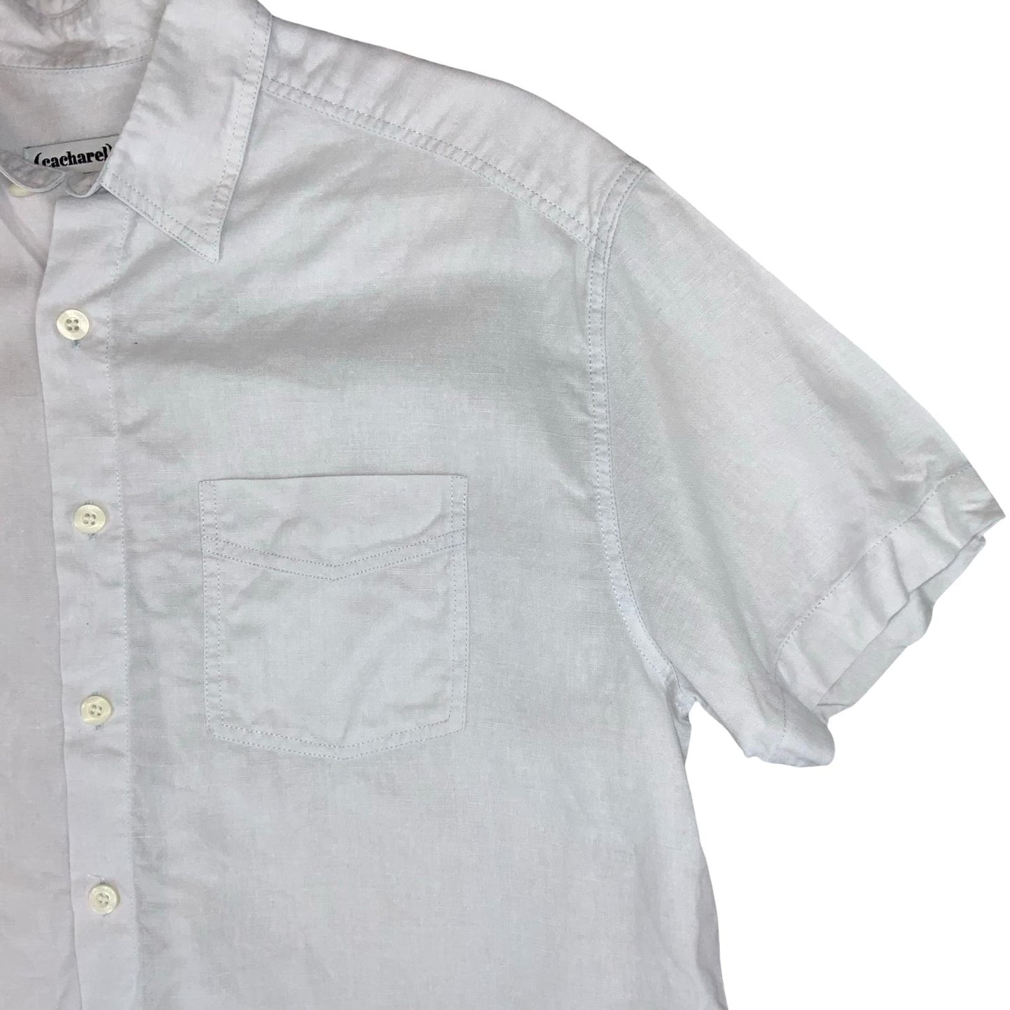 VTG 'CACHAREL' OFF-WHITE BUTTON-UP CHEST POCKET SHORT SLEEVED CASUAL SHIRT MED
