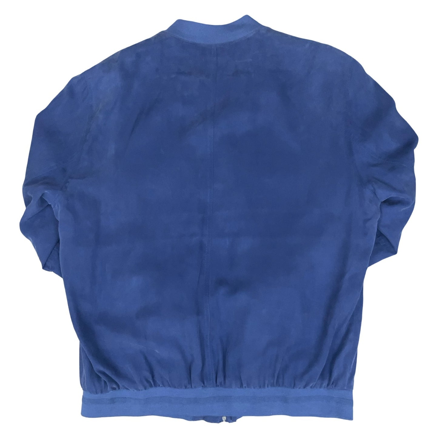 VTG 'PIERRE CARDIN' BLUE SILK ZIP-UP LINED SOFT CASUAL DESIGN BOMBER JACKET 2XL