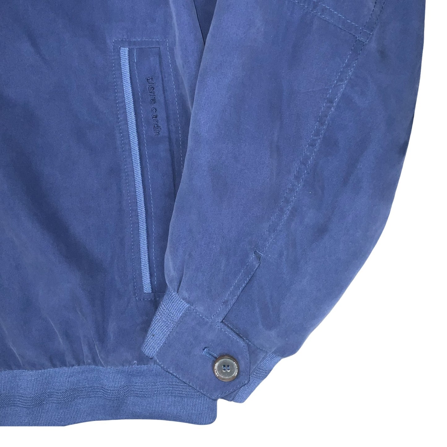 VTG 'PIERRE CARDIN' BLUE SILK ZIP-UP LINED SOFT CASUAL DESIGN BOMBER JACKET 2XL
