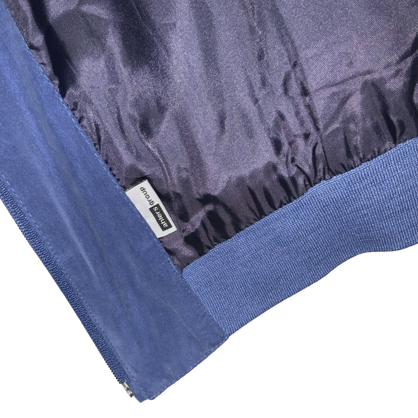 VTG 'PIERRE CARDIN' BLUE SILK ZIP-UP LINED SOFT CASUAL DESIGN BOMBER JACKET 2XL