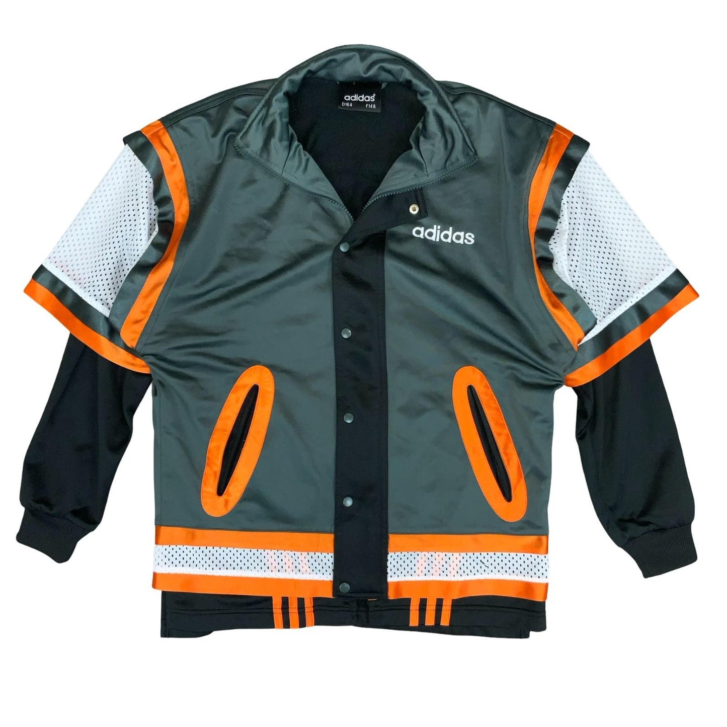 VTG 90s 'ADIDAS' GREEN ORANGE BLACK WHITE TRACK TOP USA JERSEY ATHLETIC JACKET M