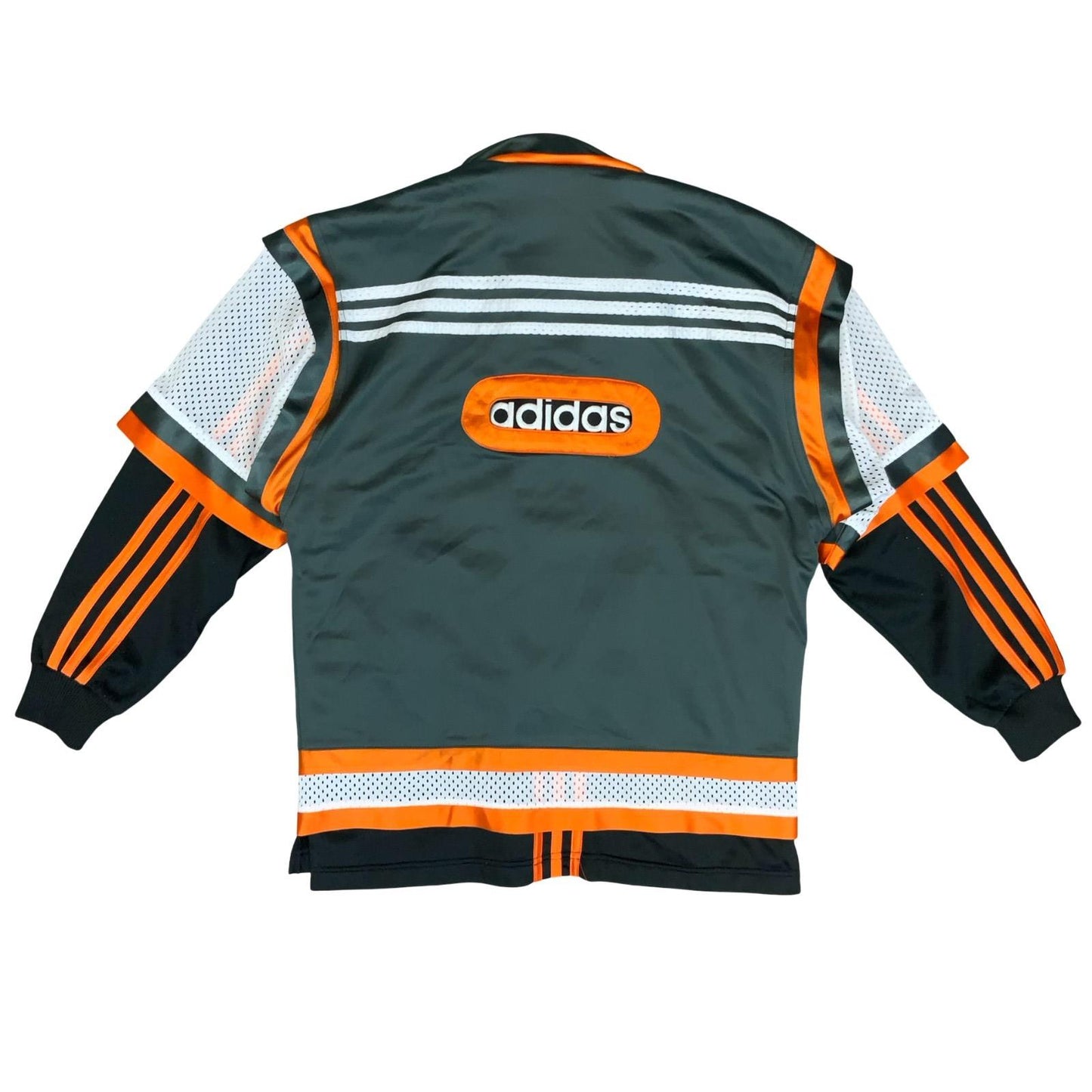 VTG 90s 'ADIDAS' GREEN ORANGE BLACK WHITE TRACK TOP USA JERSEY ATHLETIC JACKET M