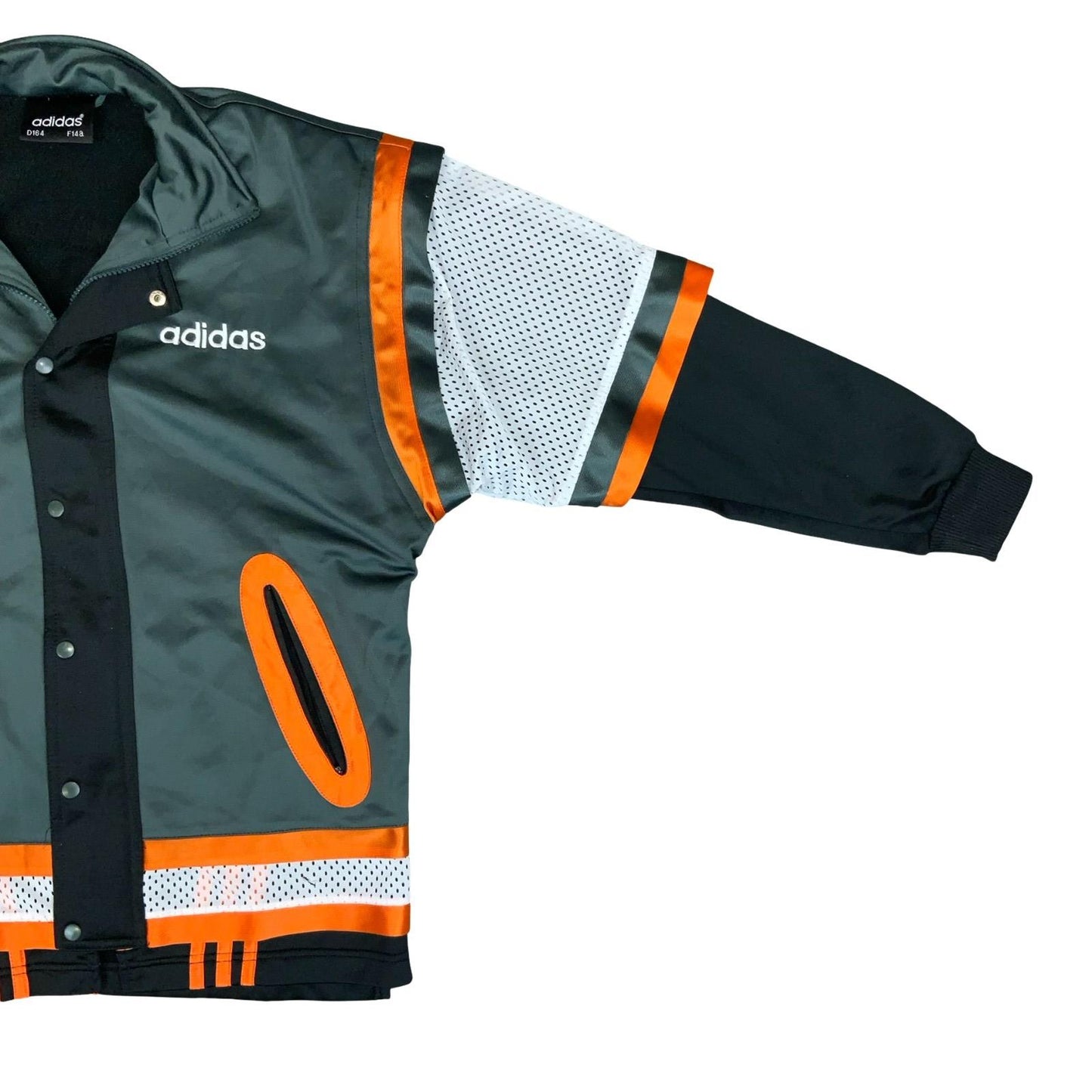 VTG 90s 'ADIDAS' GREEN ORANGE BLACK WHITE TRACK TOP USA JERSEY ATHLETIC JACKET M