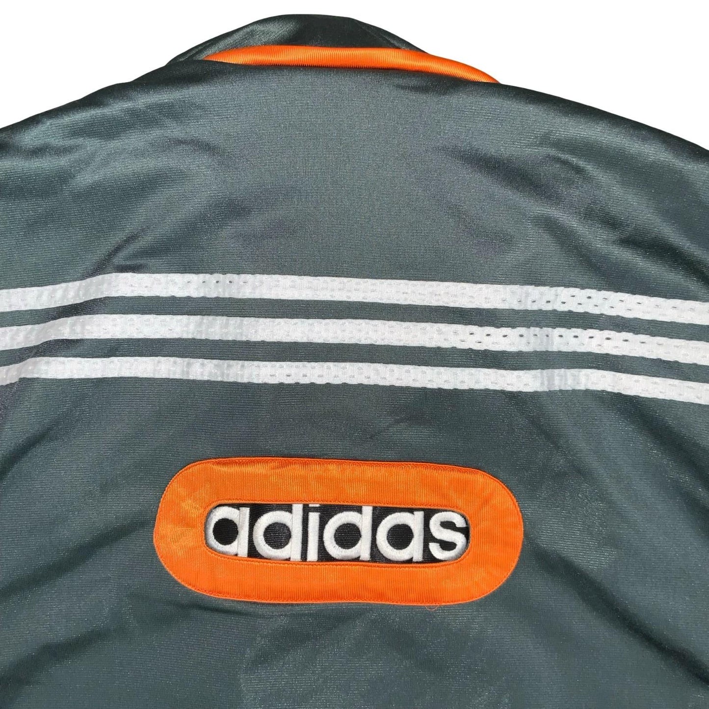 VTG 90s 'ADIDAS' GREEN ORANGE BLACK WHITE TRACK TOP USA JERSEY ATHLETIC JACKET M