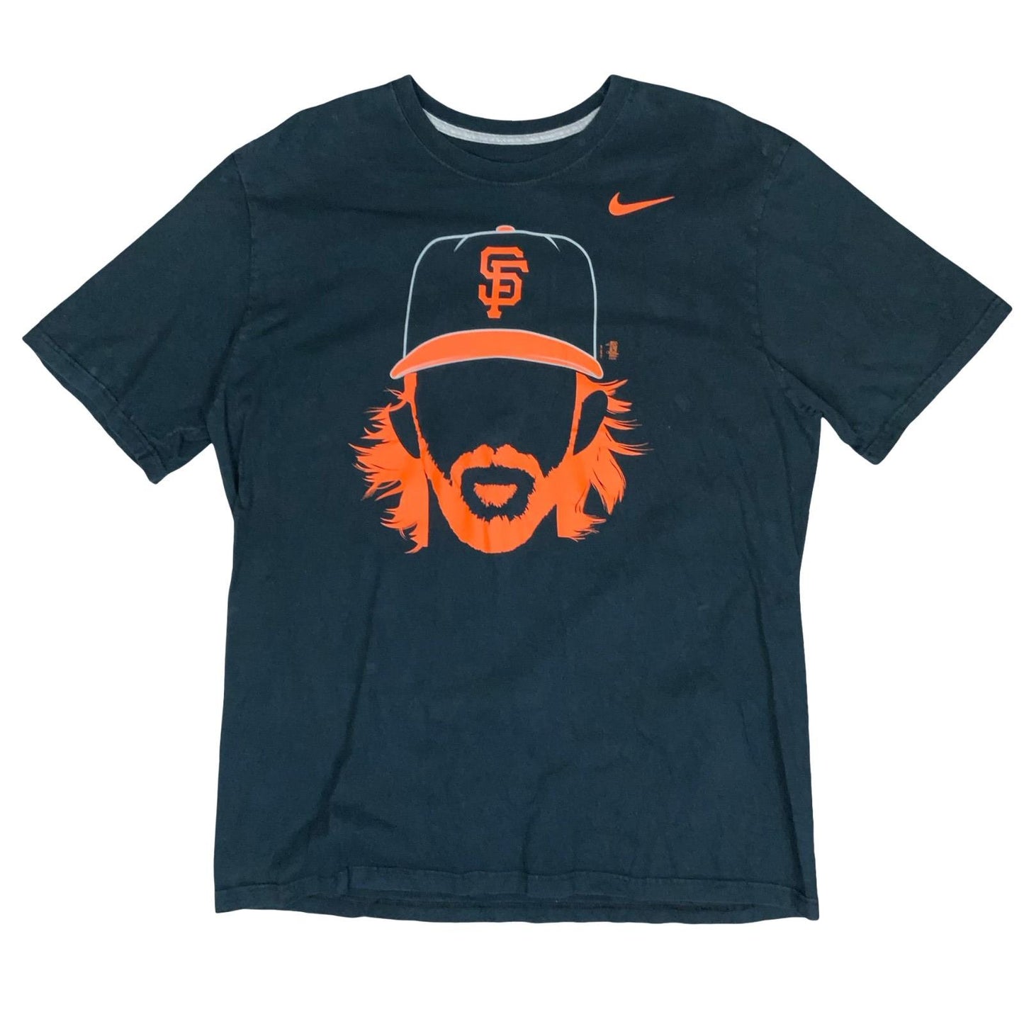 'NIKE' BLACK ORANGE GRAPHIC MLB SAN FRANCISCO GIANTS CASUAL SPORTS T-SHIRT L