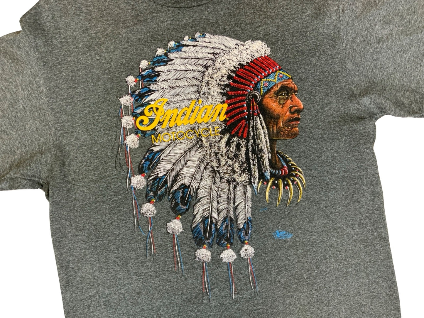 RARE USA VTG LATE 80s EARLY 90s SINGLE STITCH INDIAN MOTORCYCLES T SHIRT CHIEF M