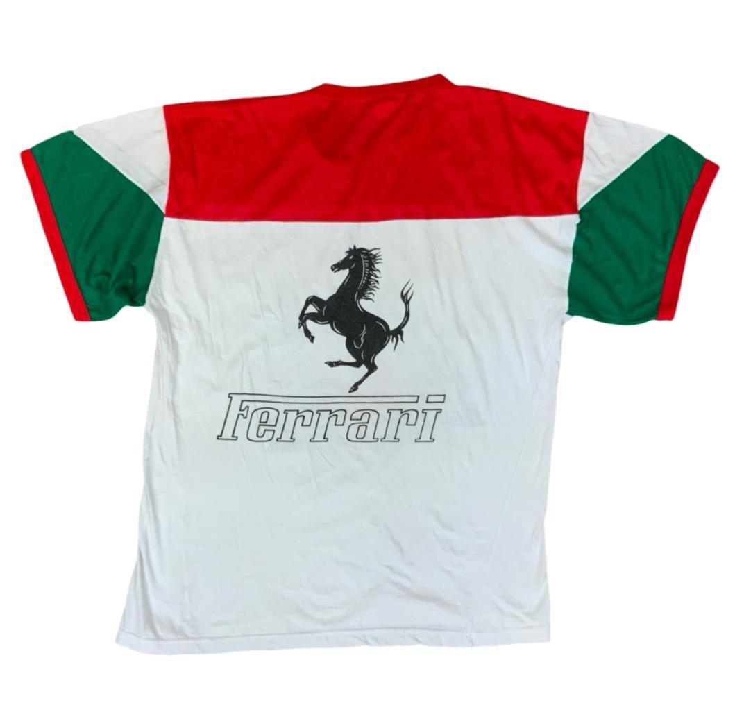 VTG 80s 90s ITALIAN FERRARI F1 T SHIRT FORMULA 1 RACING CAR ITALY FLAG S/M