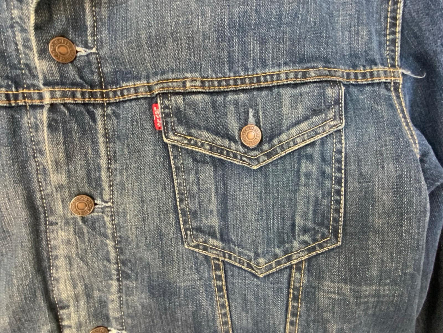 VTG LEVIS 71550 SHERPA LINED TYPE 3 TRUCKER DENIM JACKET DARK BLUE LARGE