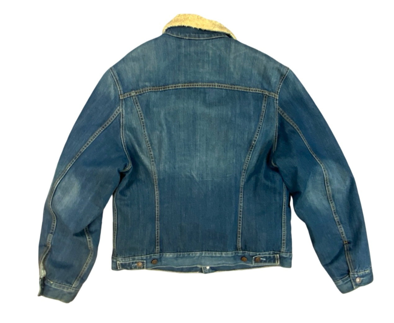 VTG LEVIS 71550 SHERPA LINED TYPE 3 TRUCKER DENIM JACKET DARK BLUE LARGE