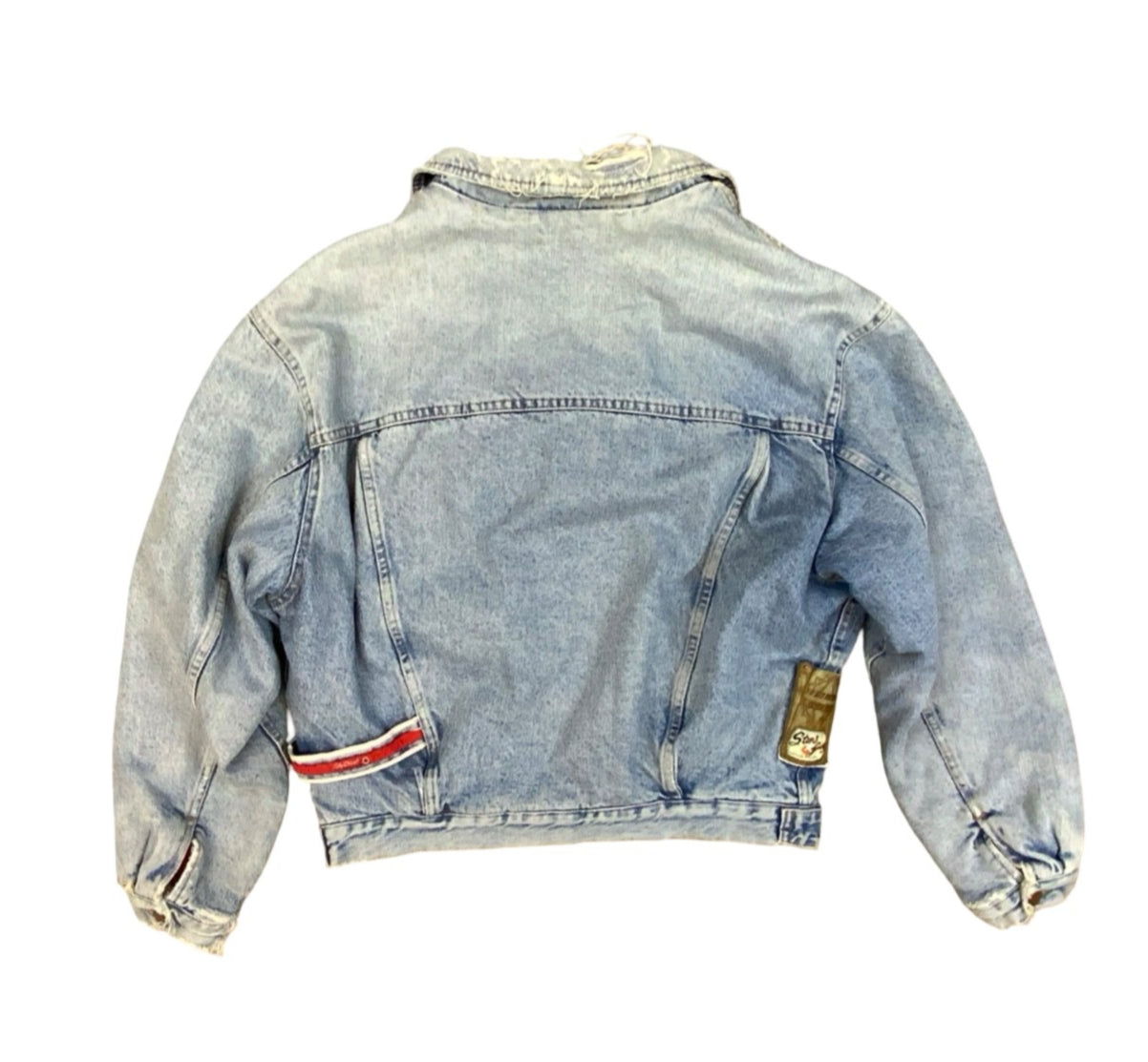 VTG 90s DISTRESSED DIESEL SHERPA LINED TYPE 3 TRUCKER DENIM JACKET DARK BLUE L