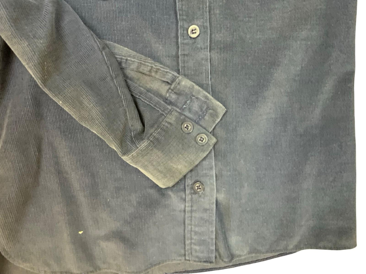RARE VTG 1970s BIG E LEVIS CORDUROY SHIRT BIG DAGGER COLLAR NAVY BLUE M