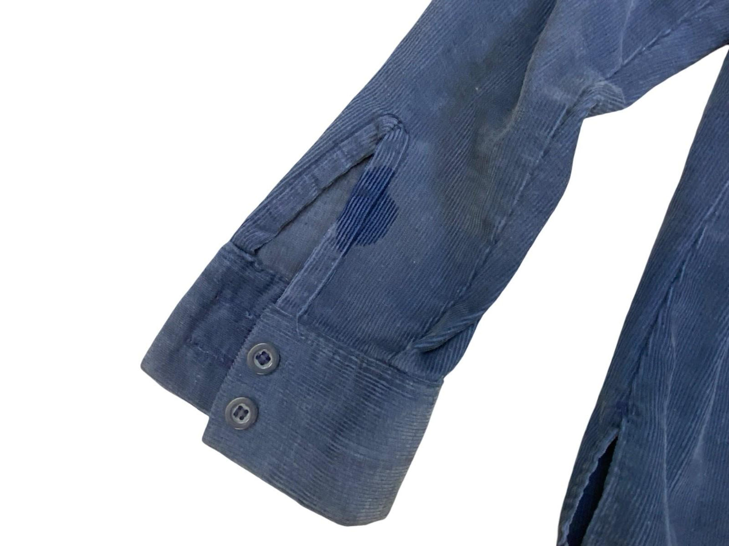 RARE VTG 1970s BIG E LEVIS CORDUROY SHIRT BIG DAGGER COLLAR NAVY BLUE M