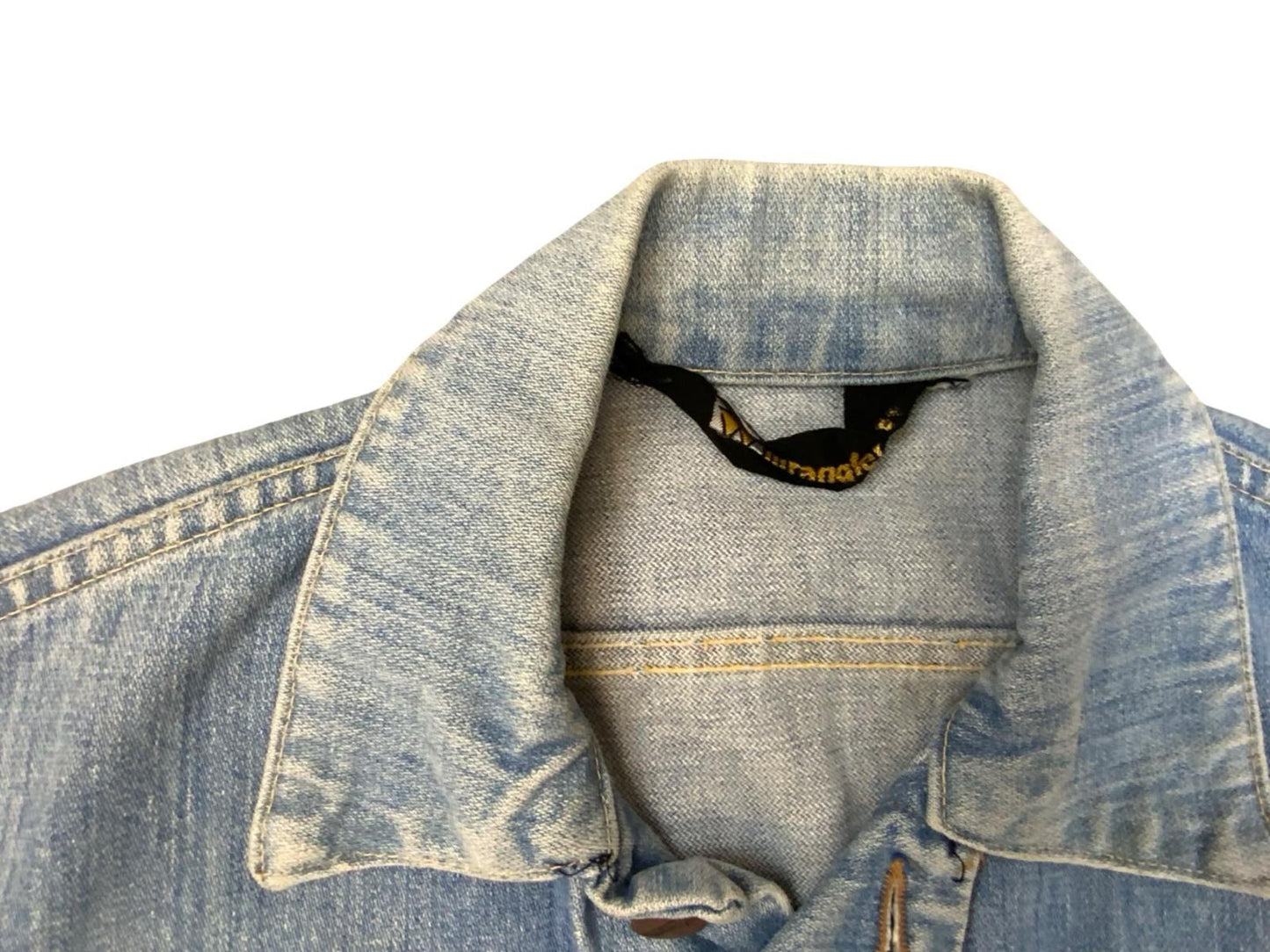 VTG 1970s WRANGLER BROKEN TWILL DENIM JACKET NICE LIGHT BLUE FADES XS