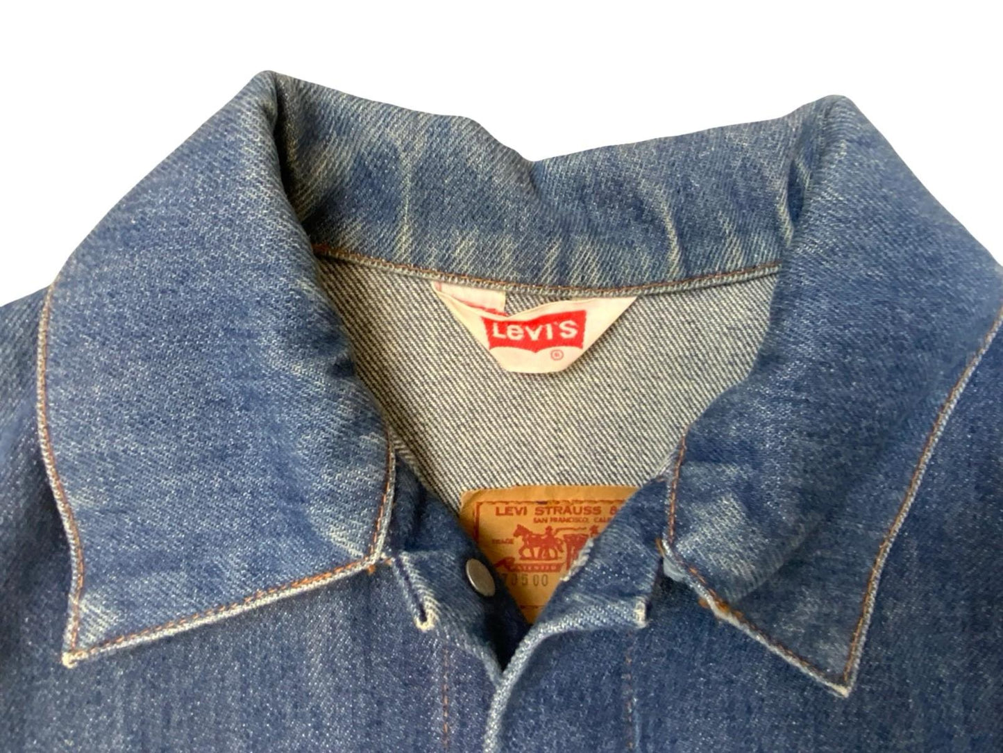VTG 70s LEVIS TYPE 3 TRUCKER DENIM JACKET DARK BLUE LOVELY WEAR & WHISKERING XS