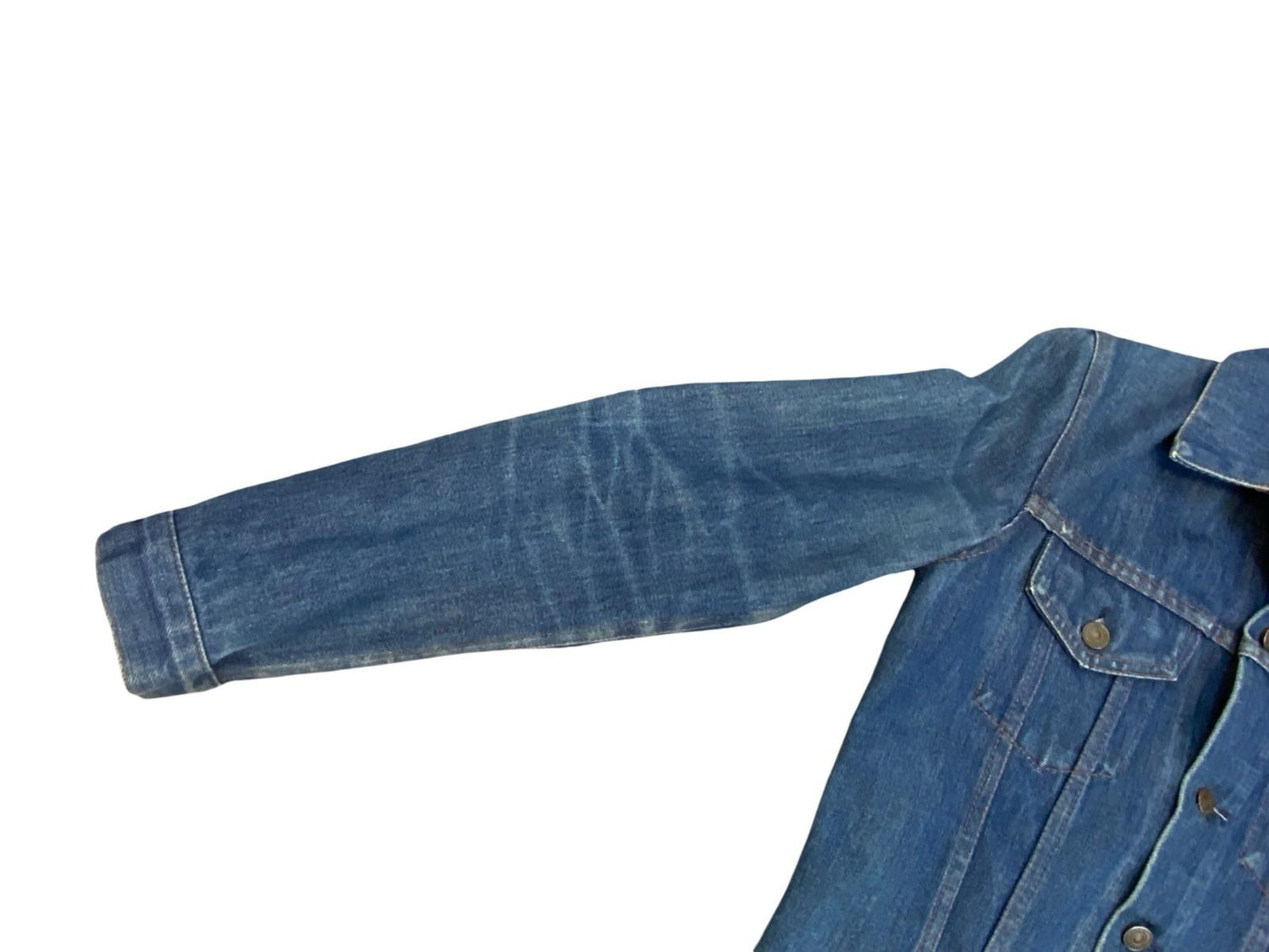 VTG 70s LEVIS TYPE 3 TRUCKER DENIM JACKET DARK BLUE LOVELY WEAR & WHISKERING XS