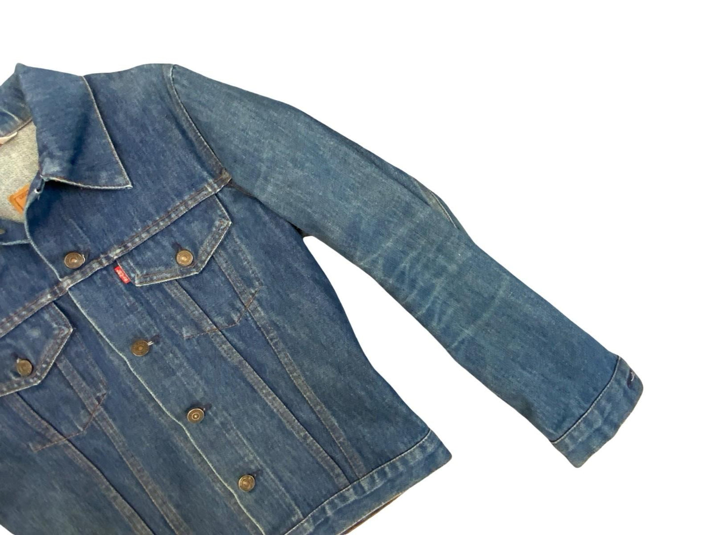 VTG 70s LEVIS TYPE 3 TRUCKER DENIM JACKET DARK BLUE LOVELY WEAR & WHISKERING XS