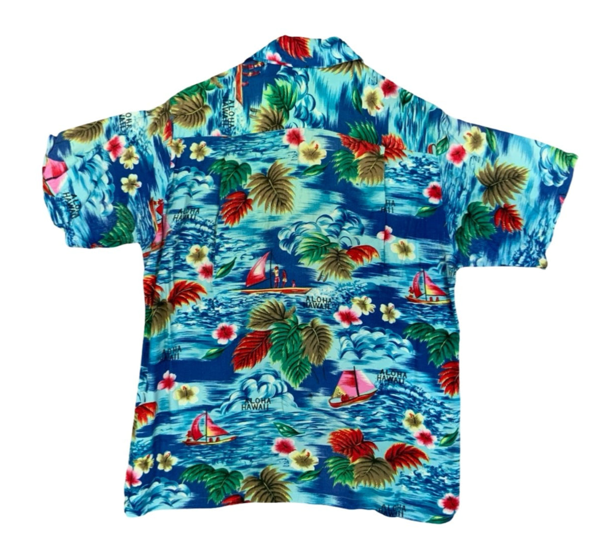 VTG 1960s GENUINE HAWAIIAN RAYON ALOHA SHIRT MADE IN HAWAII TIKI ROCKABILLY M