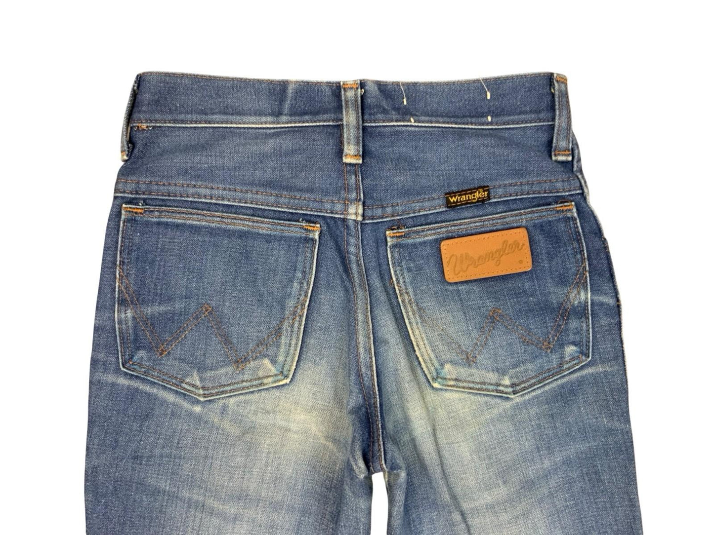 VTG 70s WRANGLER BLUEBELL FLARED JEANS FLARES FADES & WHISKERING 24”W 32”L