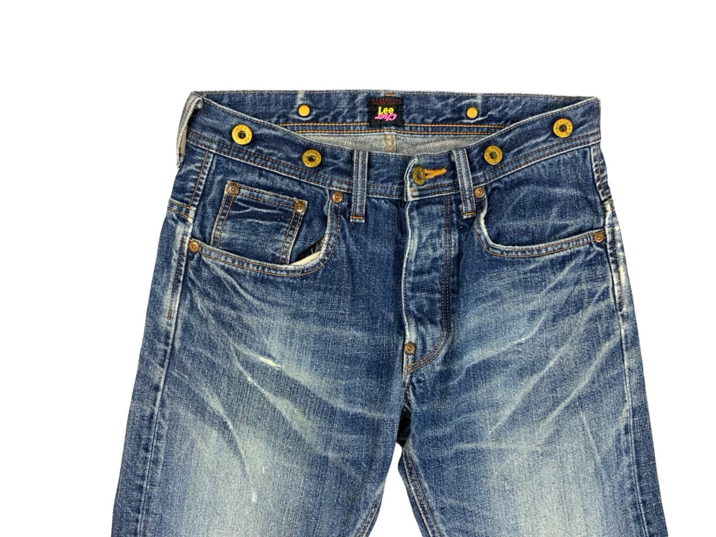 RARE VTG LTD LEE CHER COLAB UNION MADE JAPANESE CINCH BACK COWBOY JEANS 29W 28L