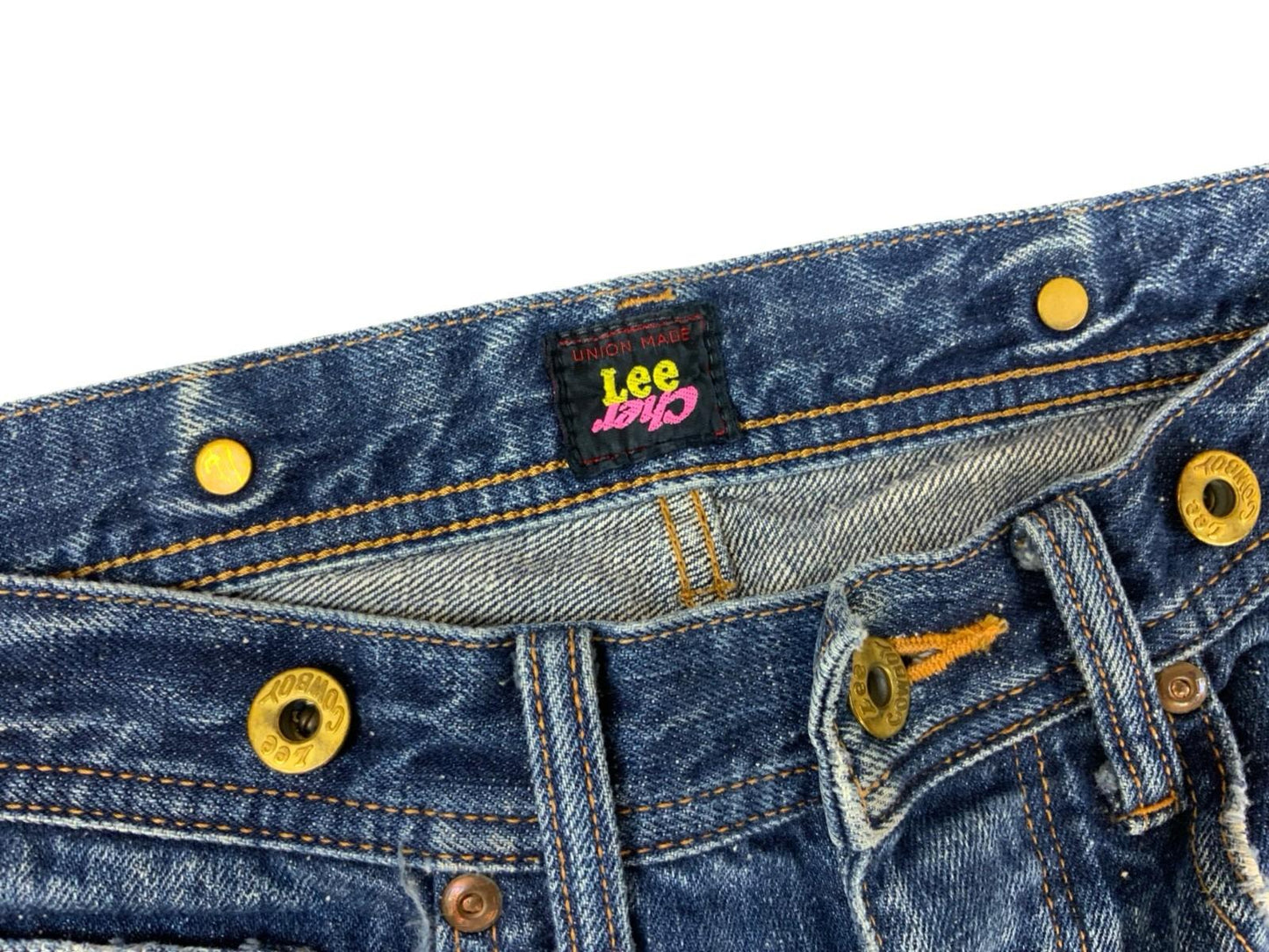 RARE VTG LTD LEE CHER COLAB UNION MADE JAPANESE CINCH BACK COWBOY JEANS 29W 28L