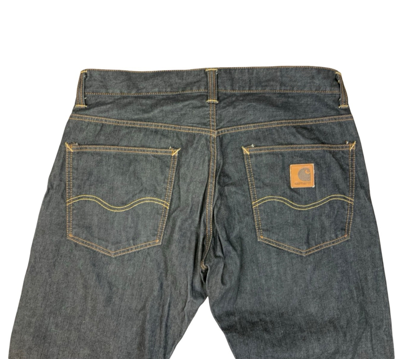 CARHARTT BRONCO PANT DARK INDIGO DENIM JEANS STRAIGHT LEG RAW 36”W 33”L