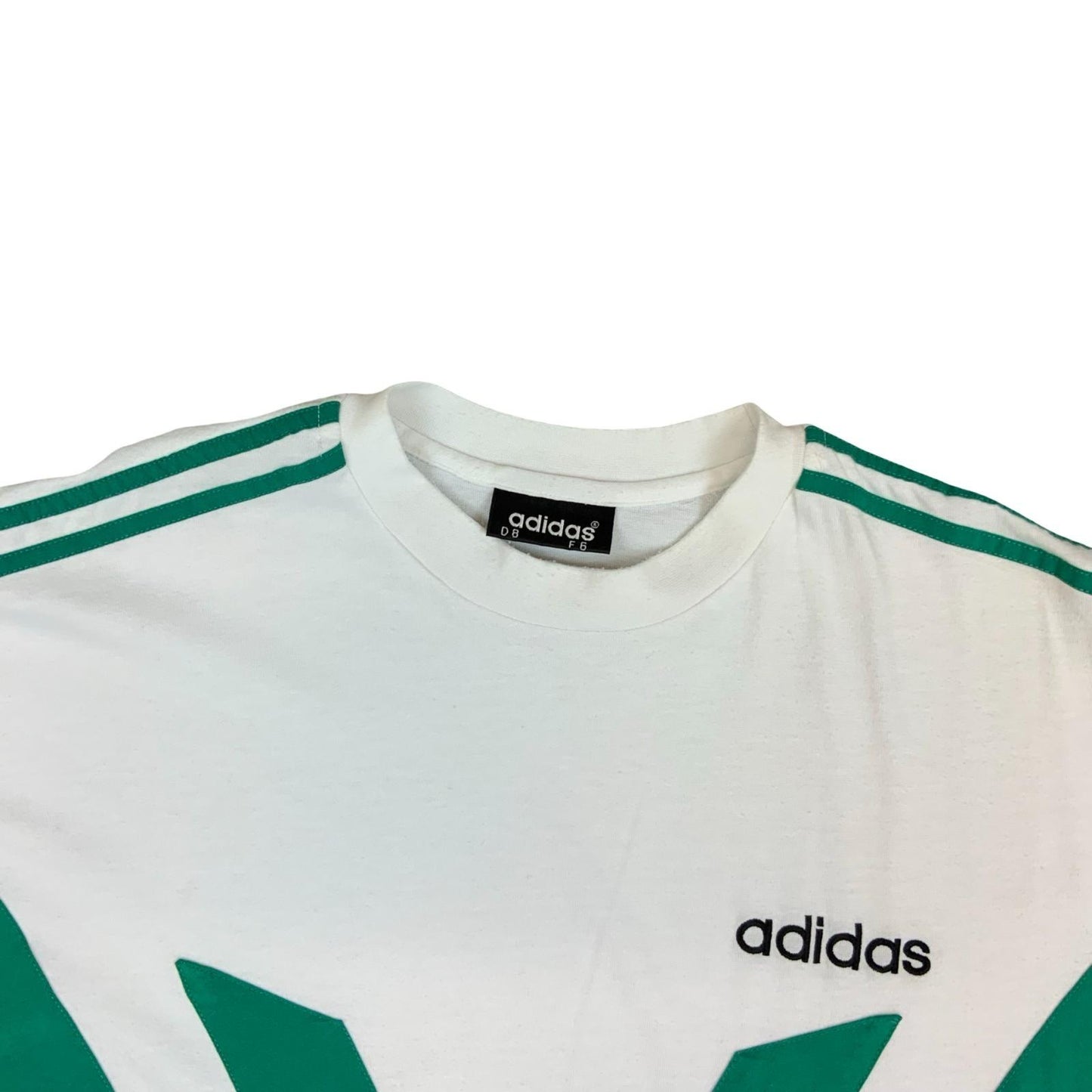 Vintage 1990s Adidas White Green Black Colour Block Football T-Shirt XL