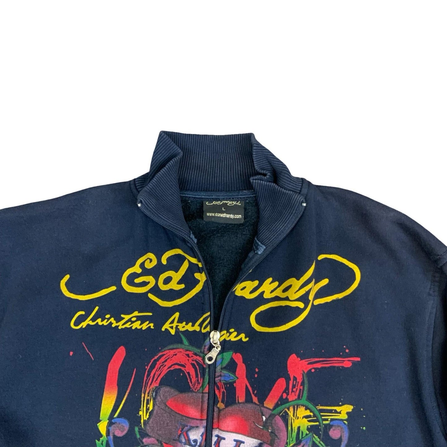 Y2K Ed Hardy Christian Audigier Love Kills Slowly Graphic Zip-Up Jacket Large