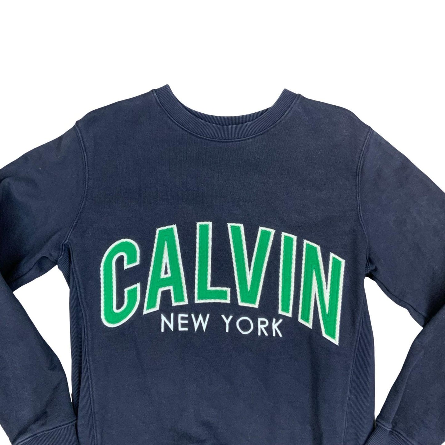 Calvin Klein CK Jeans Black Big Spell-Out Embroidered Crewneck Sweater Small