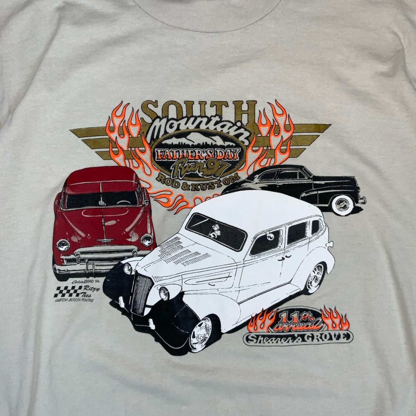 VTG 90s 'FRUIT OF THE LOOM' SINGLE STITCH WHITE SOUTH MOUNTAIN T-SHIRT L