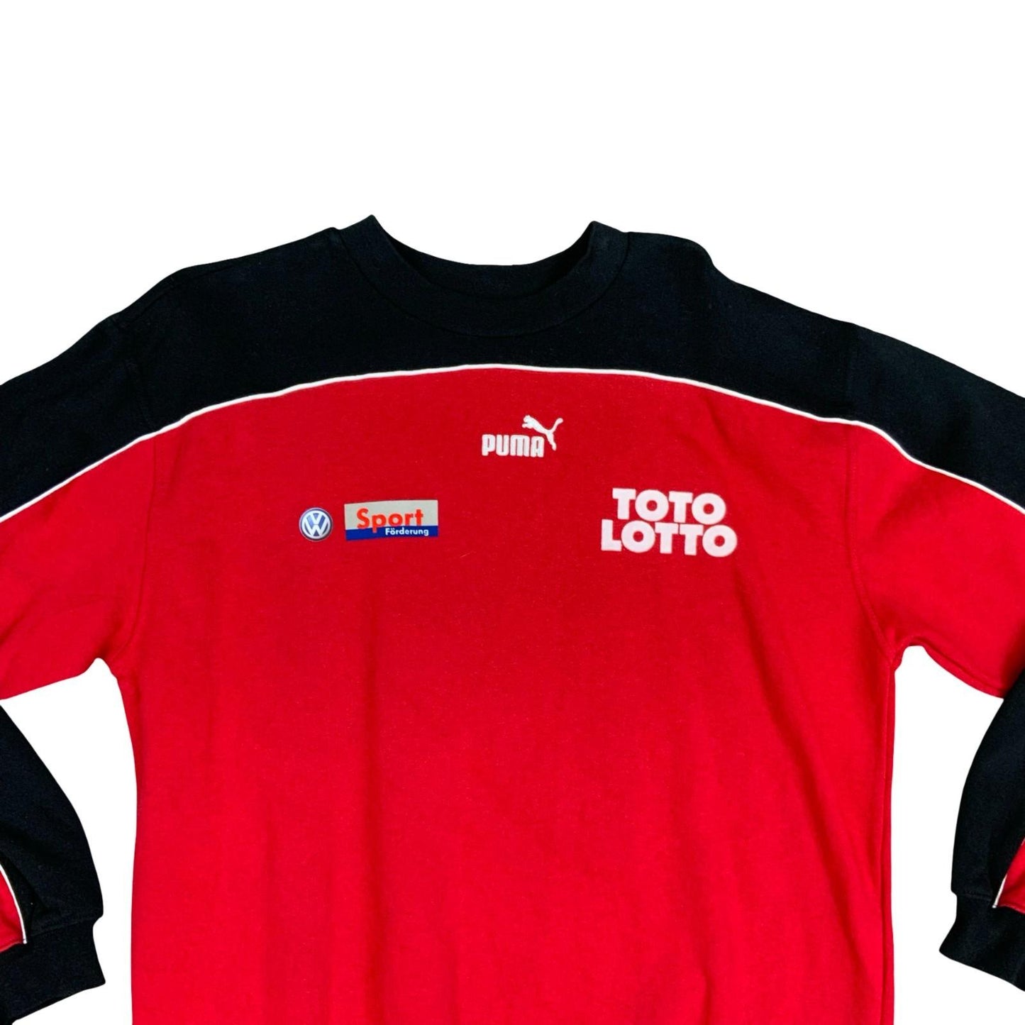 Vintage Deadstock 1990's Puma Teamsports Toto Lotto Red Black Crewneck Sweater L